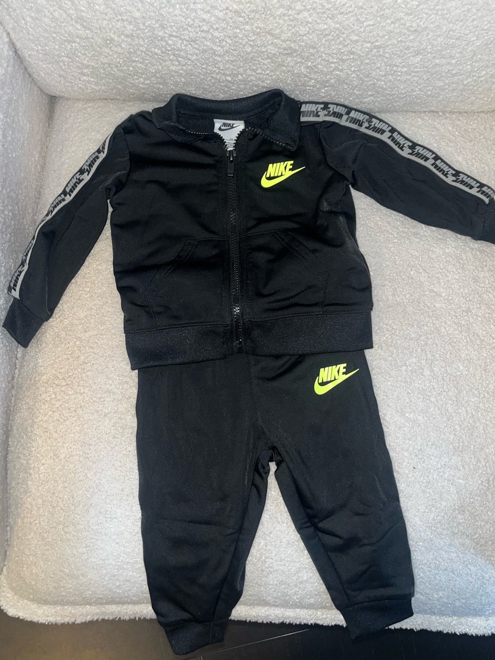 Nike Kids Black Jacket with Neon Green Logo